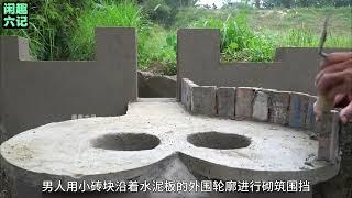 小伙竟然徒手在水沟里建造一项发电工程 太牛了#手工diy