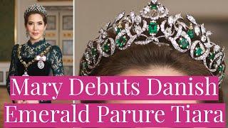 Queen Mary Wears Danish Emerald Parure Tiara for the First Time, History of this Danish Crown Jewel