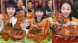 Spicy Chinese food  SOSLU ÇİN YEMEKLERİ YEME | Mukbang | (Sheep Brain + Head, Pork gut) 먹방