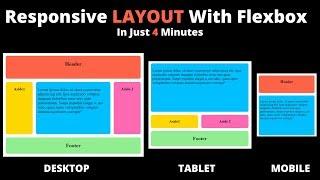 Responsive Flexbox Layout Page in 4 Minutes | Flexbox Tutorial