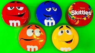 Satisfying Video | ASMR Relaxing Unpacking M&M'S and Skittles Candy  From Rainbow Containers