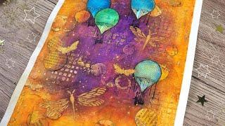 Art journal mixed media tutorial | Art journal Balloons