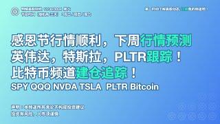 美股：感恩节行情顺利，下周行情预测！英伟达，特斯拉，PLTR跟踪！比特币频道建仓追踪！SPY QQQ NVDA TSLA PLTR Bitcoin（11/30/2024 周六）