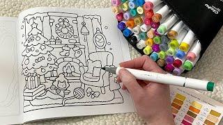 ASMR Color With Me | Cute Christmas Coloring (whispered, marker sounds)
