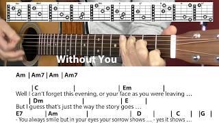 Without You - Harry Nilsson/Mariah Carey/W. Houston/Badfinger/Cover, Chords & Lyrics, Guitar Lesson