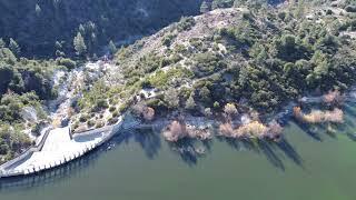 Arial view of Lake Hemet and dam.