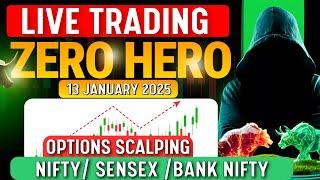 13 JAN 2025 Nifty Zero Hero Live Trading, Bank Nifty trading #livetrading #optionstrading #trading