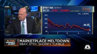 Jim Cramer breaks down shares of eBay, Etsy and Shopify as e-commerce stocks fall