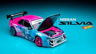 Nissan Silvia S13 Drift Rocket Bunny Itasha with Steering HotWheels Custom