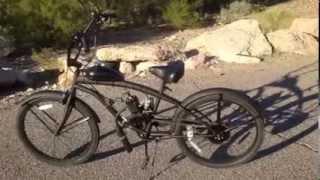 U-MOTO Motorized Bicycles Extended Black Cruiser with Raised Handlebars