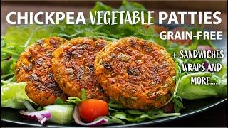 BAKED CHICKPEA VEGETABLE PATTIES Recipe | Easy Vegetarian and Vegan Meals | Chickpea recipes