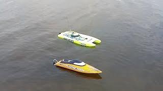 RC Boats Bashing Geico and Volantex SR80 Pro with @PassionHobbyRC