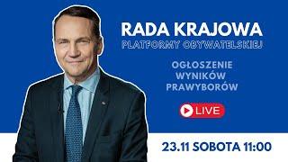 Radosław Sikorski -Rada Krajowa PO - ogłoszenie wyników prawyborów, 23.11.2025 godz. 11:00