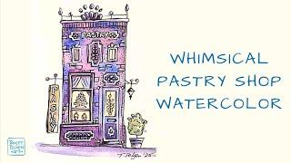 Painting a Dreamy Pastry Shop | Relaxing Watercolor & Ink Art