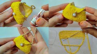 Cute Mini Bag Making // Mini Purse Tutorial // keychain pouch // Bag Charm Embroidery