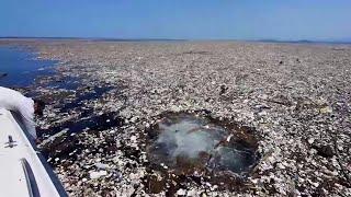 As imagens que mostram o gigantesco mar de lixo no Caribe