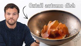 Perfect autumn dish! Braised oxtail with crispy autumn leaves | Fine dining cooking