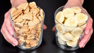 Just bananas and cookies! Homemade no-bake dessert in 5 minutes!