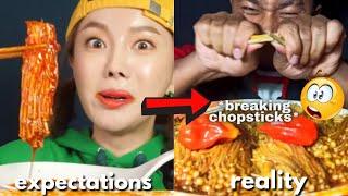 mukbang Expectations vs. Reality ...  // funny fails eating  spicy foods noodles seafood l