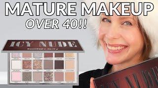 OVER 40 makeup tutorial | viral ICY NUDE palette by Huda Beauty !!