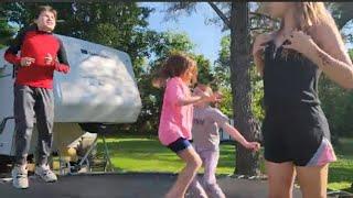 JUMPING TO THE BEAT OF THE CICADAS #trampoline #jumping #trampolinejumping #cicadas #may2024 #jump