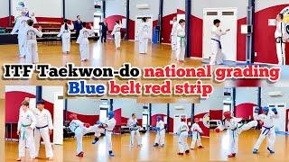 ITF TAEKWON-DO Blue belt red strip national grading | pattern | self defence | power | sparring