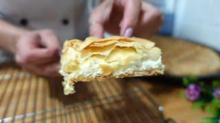 Tiropita - Easy Greek Cheese Pie with feta cheese and homemade phyllo dough