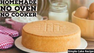 Easy Vanilla Sponge Cake Without Oven Recipe | How To Make Basic Sponge Cake | Plain Sponge Cake