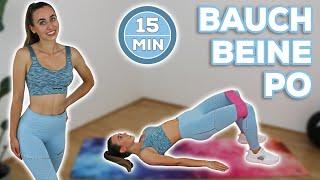 15 Min. BAUCH BEINE PO Workout mit Theraband & ohne Springen | Effektives Homeworkout!