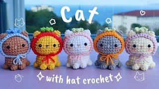 ️ Cat with hat Crochet/Amigurumi Tutorial l Cute, Free pattern ️