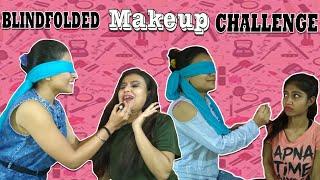 *Blindfolded Makeup Challenge* ||Lavanya girls||Makeover || look Change