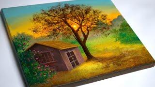 Sunset Landscape Painting | Countryside Sunset | Painting for Beginners