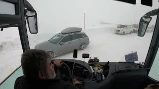 Bus Drive in the Alps, snow season