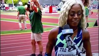 Sha’Carri Richardson speaks at the 2021 Prefontaine Classic