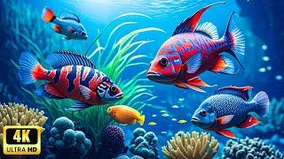 Aquarium 4K VIDEO (ULTRA HD) - Amazing Beautiful Coral Reef Fish - Sleep Relaxing Meditation Music