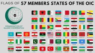 Flags And Countries Name Of 57 Islamic Cooperation (OIC) Members