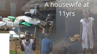 11year old does all housework//African village girl's life.