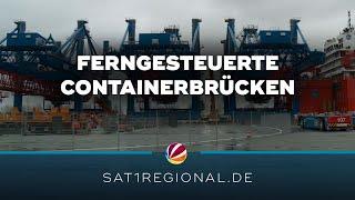 Erste ferngesteuerte Containerbrücken im Hamburger Hafen