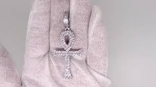 The Double Bling Ankh Cross CZ Iced Out Rhodium Pendant | Hip Hop Jewelry