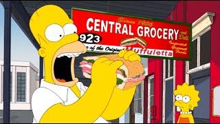 Homero prueba la muffuletta rellena de queso LOS SIMPSONS Capitulos completos en español Latino