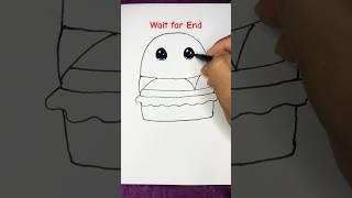 Easy Burger  Drawing #art #shorts #ytshorts #food #kids #diy