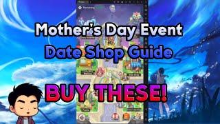 BUY THESE FIRST!  Mother's Day Event Date Shop Guide [Pixel Heroes]
