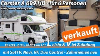 Wohnmobil gebraucht kaufen:  Alkoven Wohnmobil 3.5t für Familien  - Forster A 699 HB - 2019 Roomtour