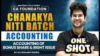 Accounting of Bonus Share & Right Issue CA Foundation Accounts One Shot Revision | CA Rishabh Rohra