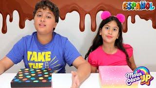 DIBUJO Vs CHOCOLATE Vs JUGUETE con Maria Clara y JP  Stories for kids about sweets & candies