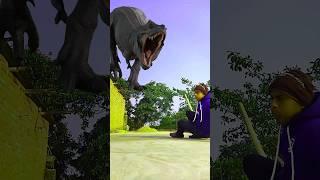 T rex chase dinosaur attack Sant fan club. #shorts #dinosaur #dinosaurvideo #dinosaurus