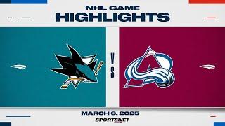 NHL Highlights | Sharks vs. Avalanche - March 6, 2025