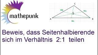 Beweis, dass Seitenhalbierende sich im Verhältnis  2:1  teilen