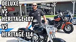 Whats the Difference between the Harley-Davidson Heritage 107, 114, and Deluxe? Cody Compares Ep. 3