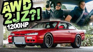 1200HP AWD 2JZ 240SX is SCARY FAST! (1.4s 0-60 MPH Street Launch)